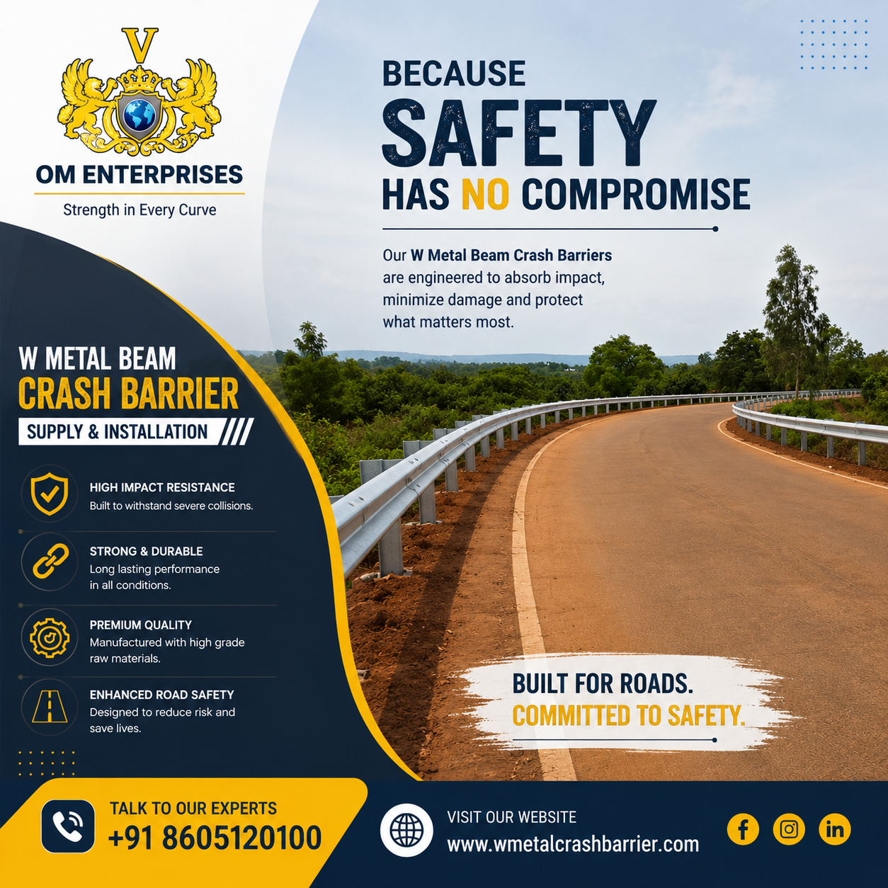 W Metal Beam Crash Barrier Manufacturer in Chhattisgarh